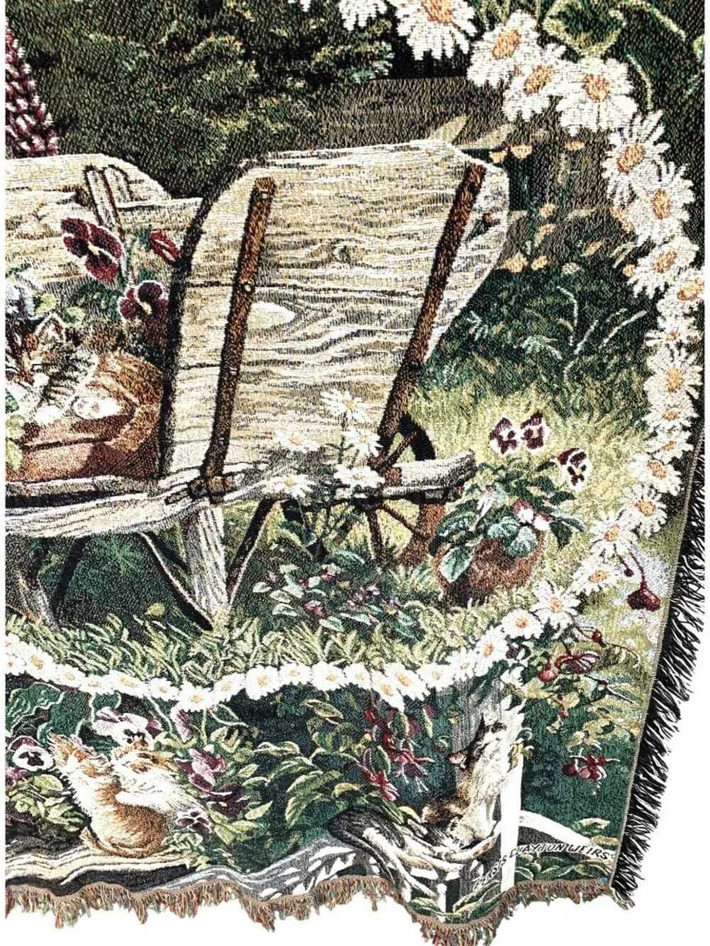 Persis Clayton Weirs Cats Kitten Flower Tapestry Throw Blanket 42
